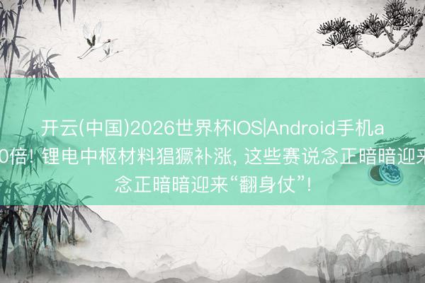 开云(中国)2026世界杯IOS|Android手机app下载 320倍! 锂电中枢材料猖獗补涨, 这些赛说念正暗暗迎来“翻身仗”!
